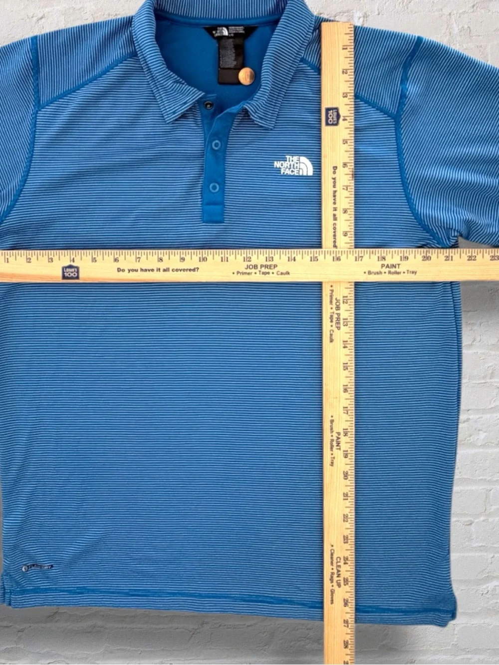 The North Face FlashDry Polo Shirt Men’s L Blue Stripe Performance Golf Casual